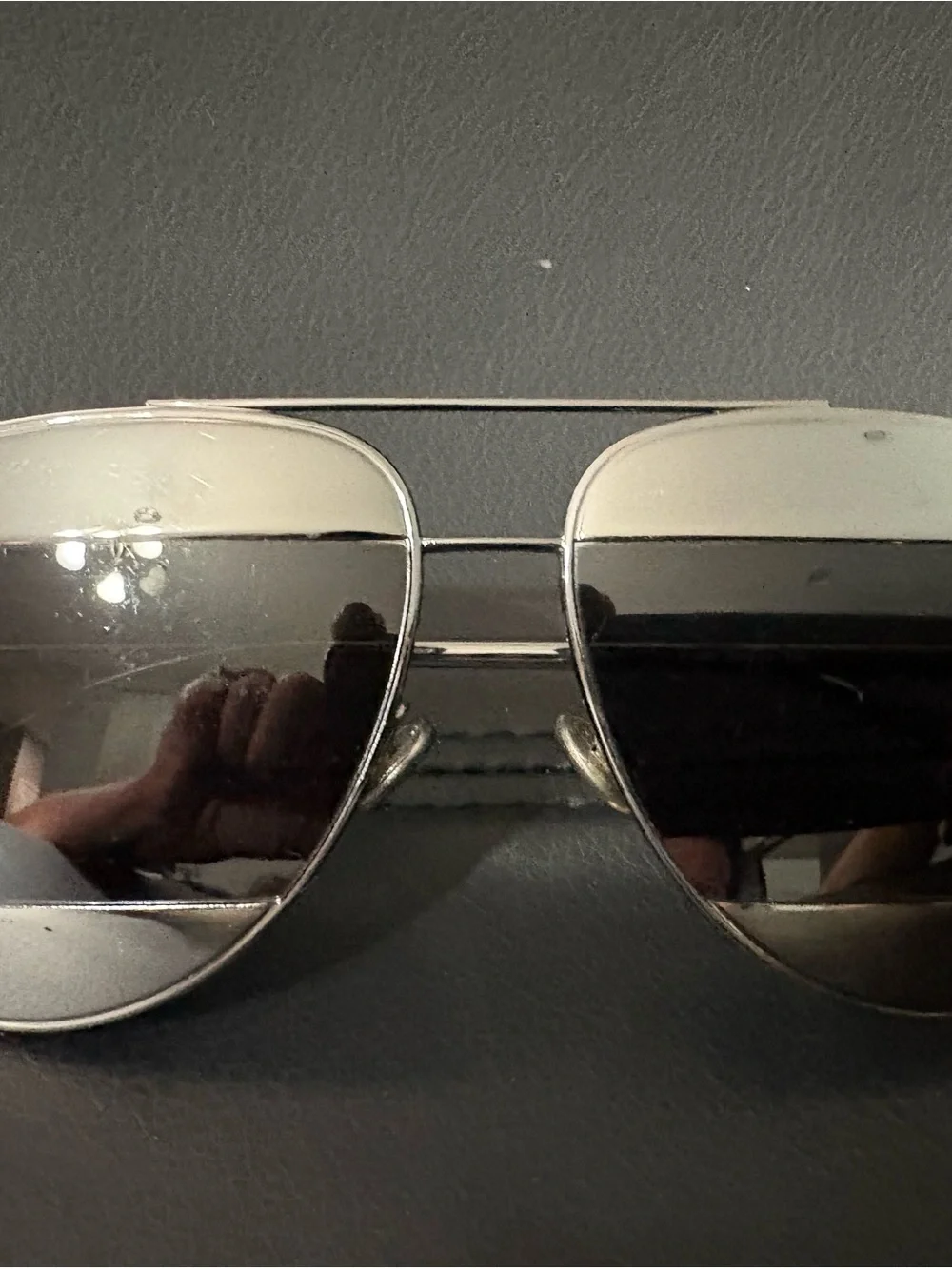Dior Silver Aviator Sunglasses with Dark Lenses
